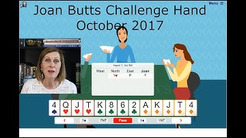 October 2017 Challenge Hand - Learn to play bridge with Joan Butts Bridge