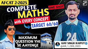 Complete AFCAT Maths In One Class || Most Probable Questions || Final Revision || By CDS AIR 1
