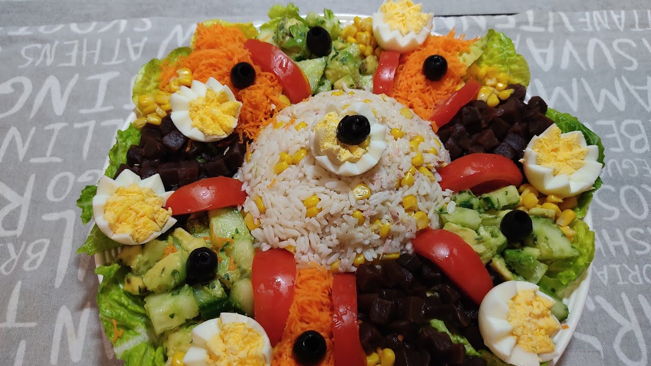 salade composée au riz et légumes /سلطة مشكلة بالارز والخضر