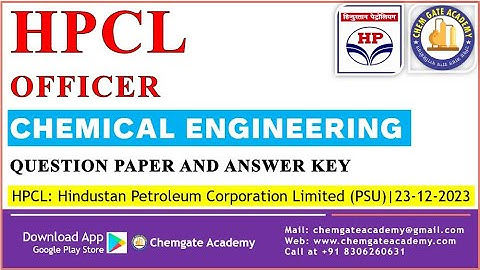 HPCL Officer 2023 Chemical Engineering Question Paper & Answer Key | General Aptitude + Technical