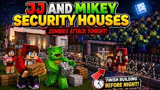 JJ and Mikey BUILDS security houses to SURVIVE  zombie attack in MINECRAFT  (Maizen)