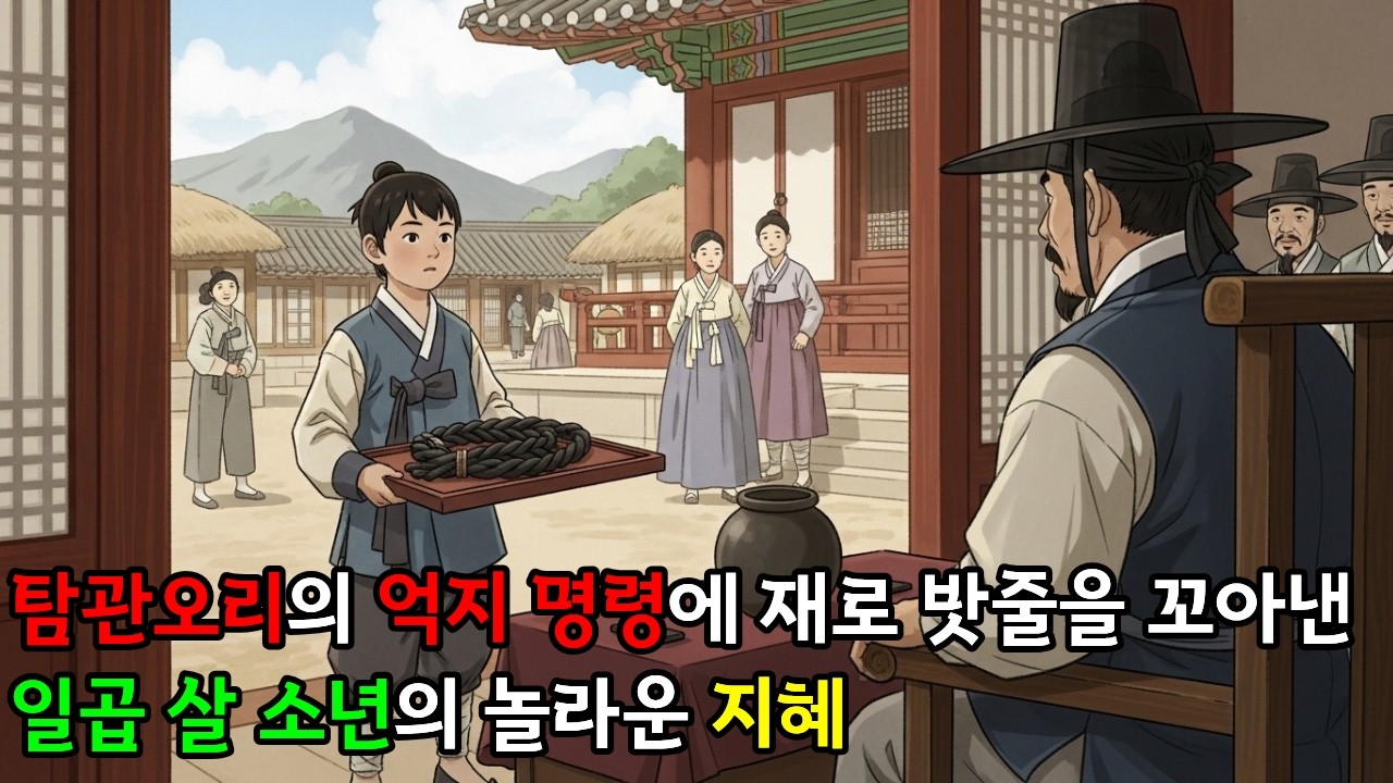 탐관오리의 억지 명령에 맞서 재로 밧줄을 꼬아낸 일곱 살 소년의 놀라운 지혜 | #옛날이야기 #야담 #오디오북