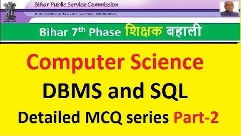 DBMS and SQL Detailed MCQ practice series part-2 | BPSC TRE PGT Paper 2 | STET Computer Science