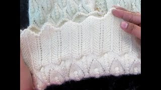 NEW SCALLOPED BORDER // ZIG ZAG BRDER FULL CARDIGAN // SWEATER // LADIES COTTY // #115