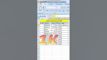 Excel Age calculation Formula | Age calculator kaise kare | #agecalculation #agecalculator#exceltips