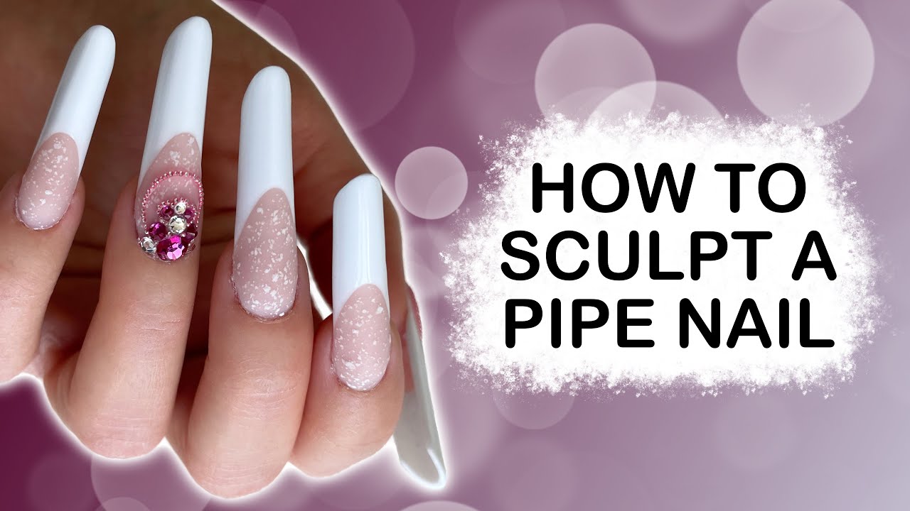 French Pipe nails with acrylgel and Swarovski crystals | Perfect nail design for weddings