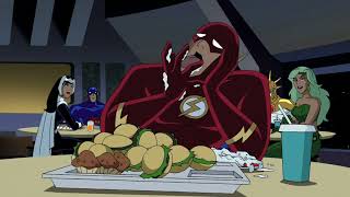 Flash has dinner with Wonder Woman and Hawkgirl
