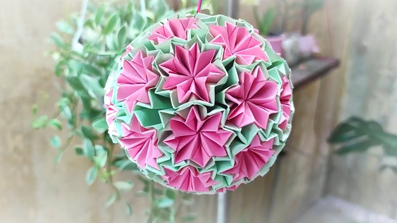 Origami flower ball 1 How to make an origami flower ball YouTube
