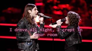 Johnny Gates & Sammie Zonana - I Drove All Night (The Voice Performance) - Lyrics