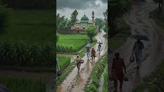 🌧️ Beautiful Pakistani Village in Rain | Green Fields, Mosque & Rural Life | Rural To Urban Life