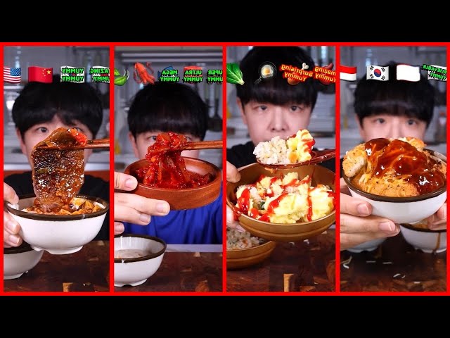 ASMR MUKBANG FIRE NOODLES CHICKEN SAUSAGE BURGER (NO BGM)