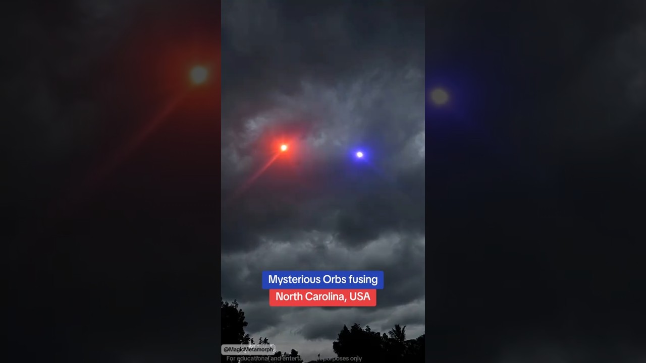 Two mysterious Orbs fusing into one. UAP / UFO caught live on camera?! Unexplainable lights in sky.