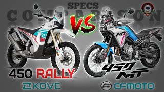 KOVE 450 RALLY vs CFMOTO 450MT SPECS COMPARISON
