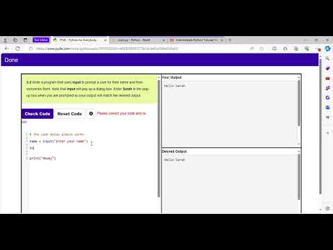 How to do the  Auto Grade Exercise  2.2 (Prompt for users name) in PY4E Python 4 everybody