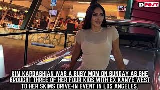 Kim Kardashian Stuns In Look As She Brings Kids To Skims Party