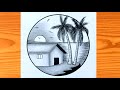 ​Easy Pencil Drawing for Kids &amp; Beginners | Beautiful Sunset Scenery Sketch