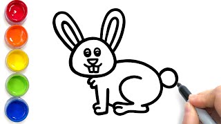 How to Draw a Rabbit | Easy Rabbit Drawing and Coloring for Kids | Learn Colors for Children