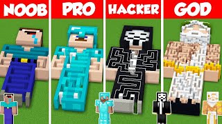 STATUE MAZE BASE HOUSE BUILD CHALLENGE - Minecraft Battle: NOOB vs PRO vs HACKER vs GOD / Animation