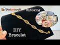 Golden beaded bracelet Tutorial || Beebeecraft Unboxing || How to make Beaded bracelet