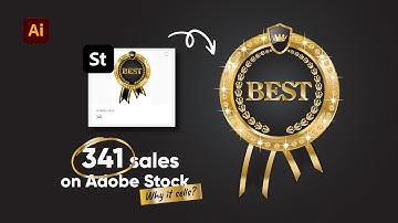 How to draw a GOLD BADGE WITH DIAMONDS - my best-selling design.  Adobe Illustrator tutorial.