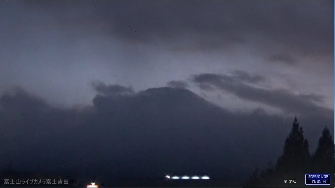 1月2日夕方の様子❄️-1℃★1『富士山ライブカメラ富士吉田』