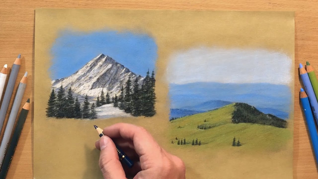 mountain drawing color