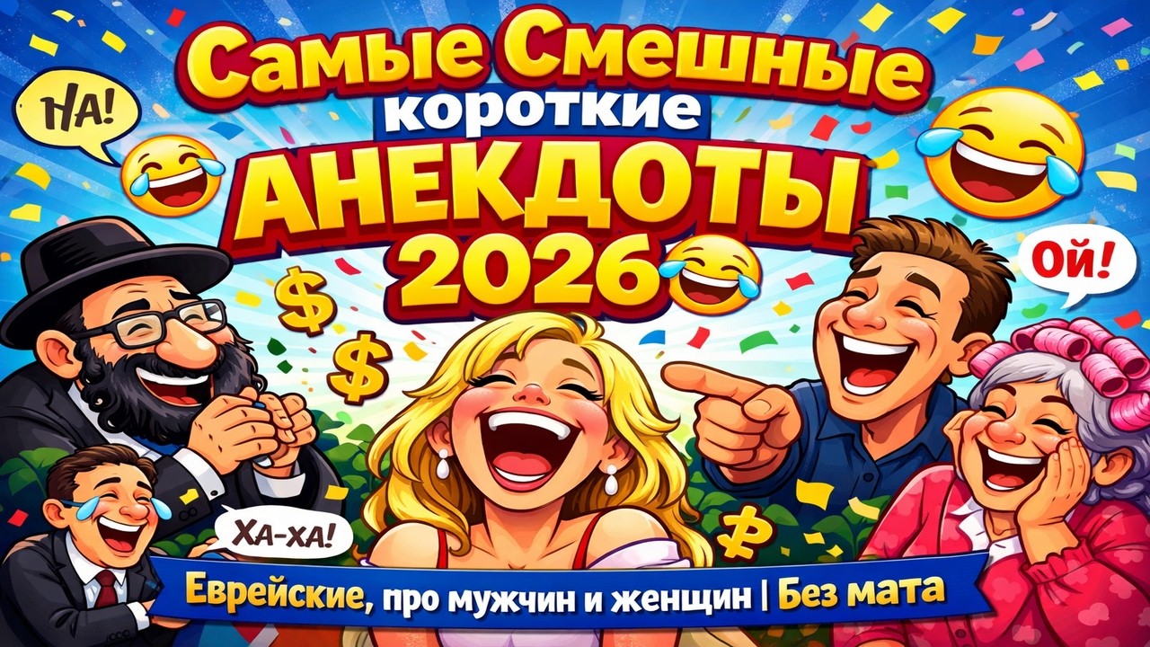 Самые смешные короткие анекдоты 2026 😂 Еврейские, про мужчин и женщин | Без мата