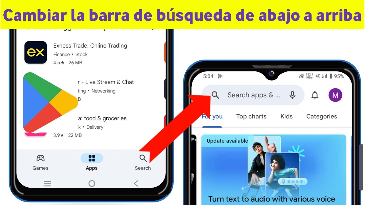 Cómo cambiar la barra de búsqueda de Play Store de abajo a arriba ...