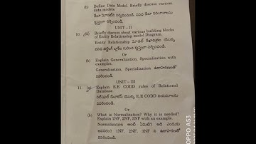 Degree III-Sem Database Management System model paper AU -2023/@lasya tech