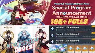 ✅Official !! Version 5.2 livestream 300 primogems 🥳 redeem codes  - Genshin Impact