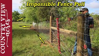 We really struggled with this last fence pull.  Stretching fence around corners never works well.