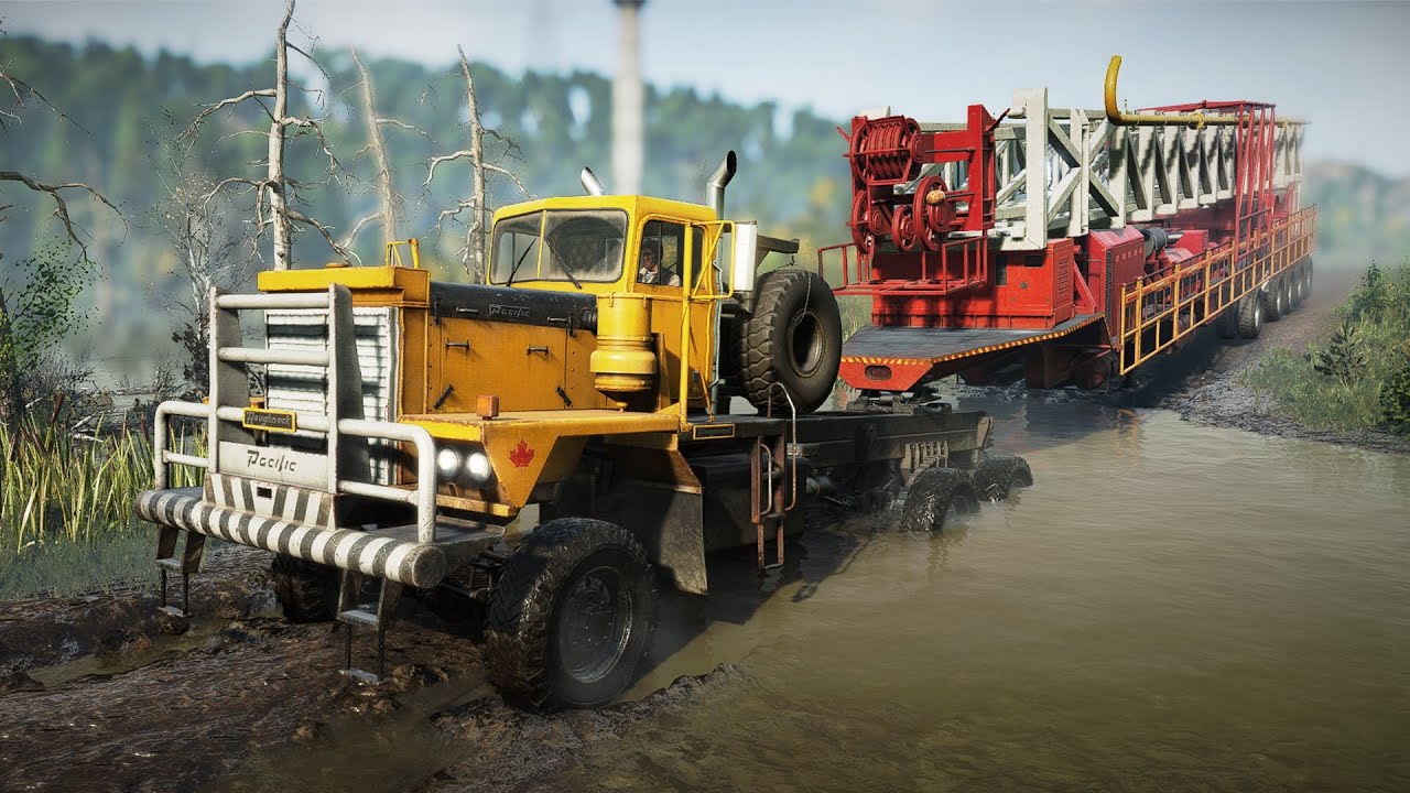 HI Oil Rig Salvage Semi-Trailer Transporting with Pacific P12W | 4K Quality Gameplay | #snowrunner
