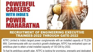 Vaccancy At Ntpc Ltd  Et 2022 Recruitment Thorough Gate