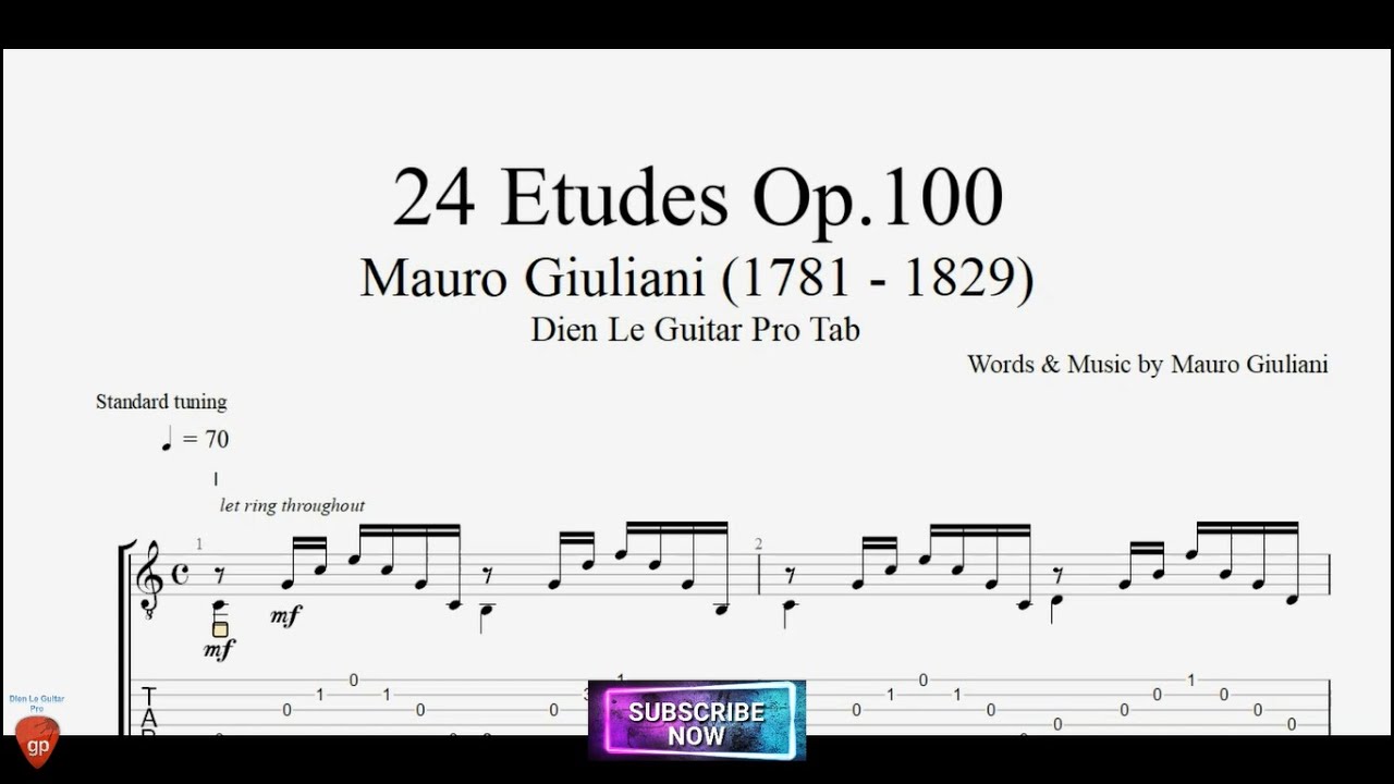 24 Etudes Op.100 by Mauro Giuliani with Guitar Tutorial TABs