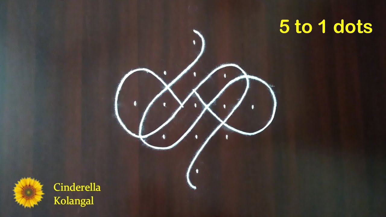 Sikku Kolam 5 to 1 dots #117