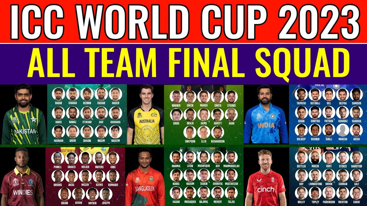 ICC World Cup 2023 All Team Squad l All Teams Final Squad For World Cup ...