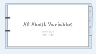 HSC MATH All About Variables