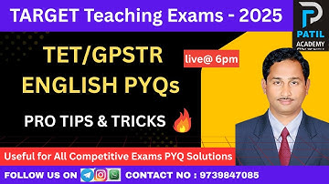 Teaching Exam ENGLISH PYQs | PSTR/TET/GPSTR/ Exams | By Shivashankar Prasad