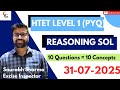 HTET PRT 2024 Common Paper REASONING Section held on 31-07-2025 | by Saurabh Sharma |#dsssb #cet 