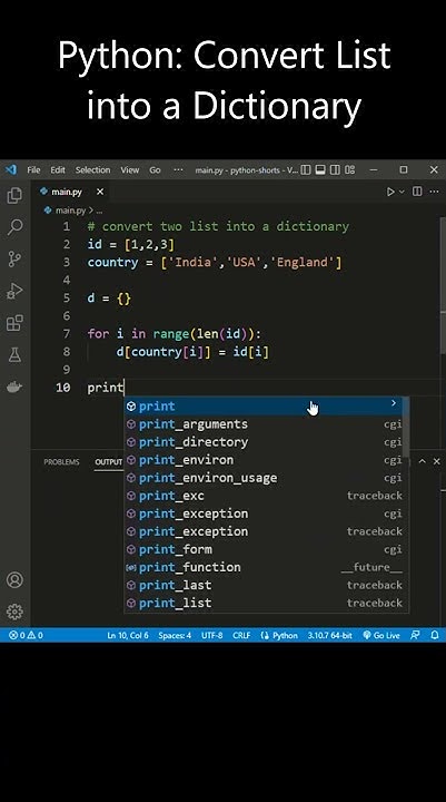 Python : Convert List into Dictionary - YouTube