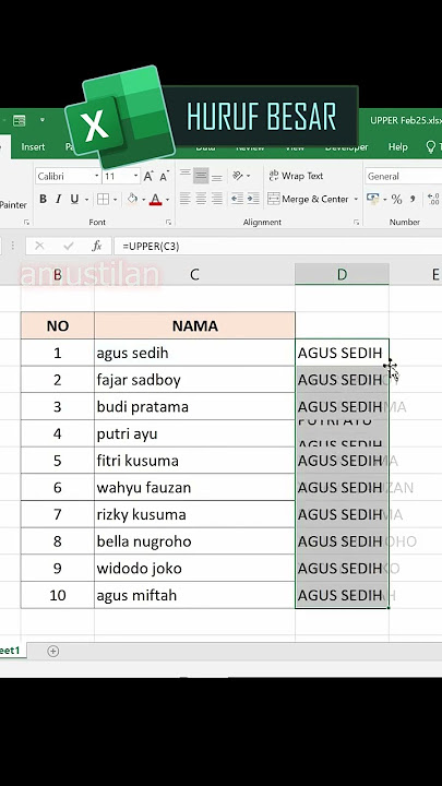 (Ms. Excel) cara merubah huruf kecil menjadi Huruf BESAR #excel #exceltips #exceltutorial