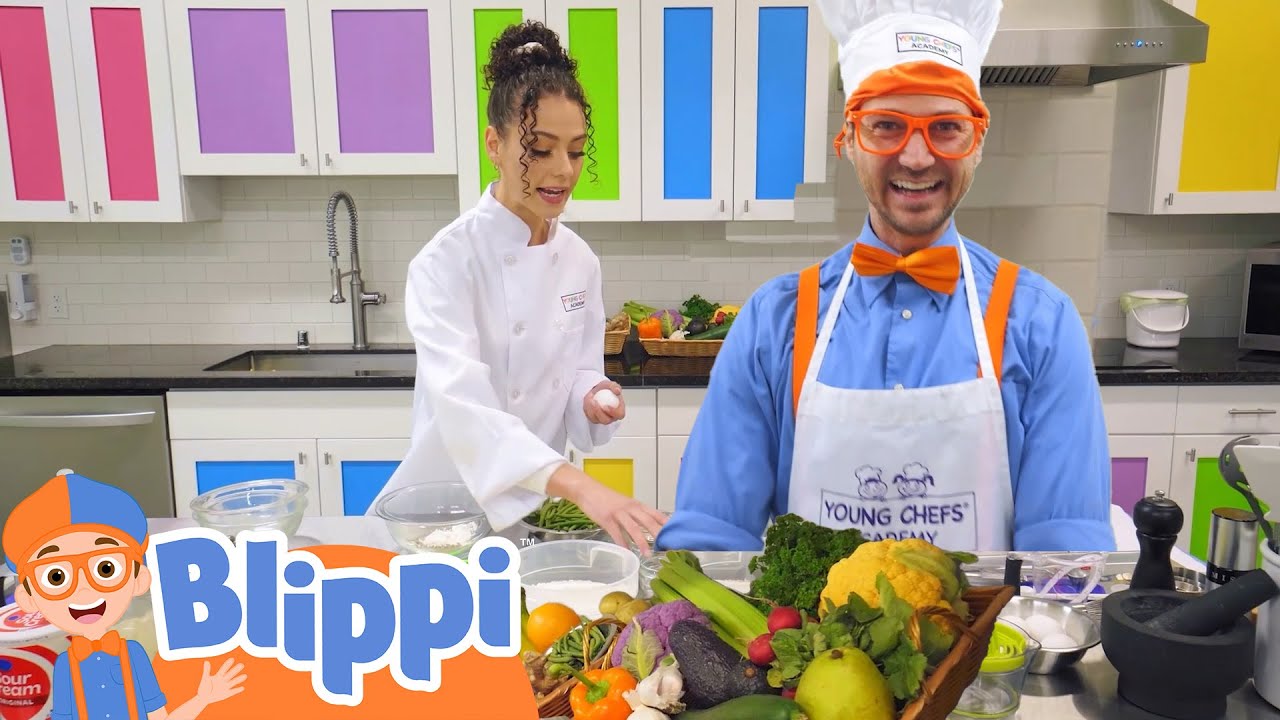 Cooking Yummy Vegetable Treats | Blippi | Funny Cartoons & Songs for ...