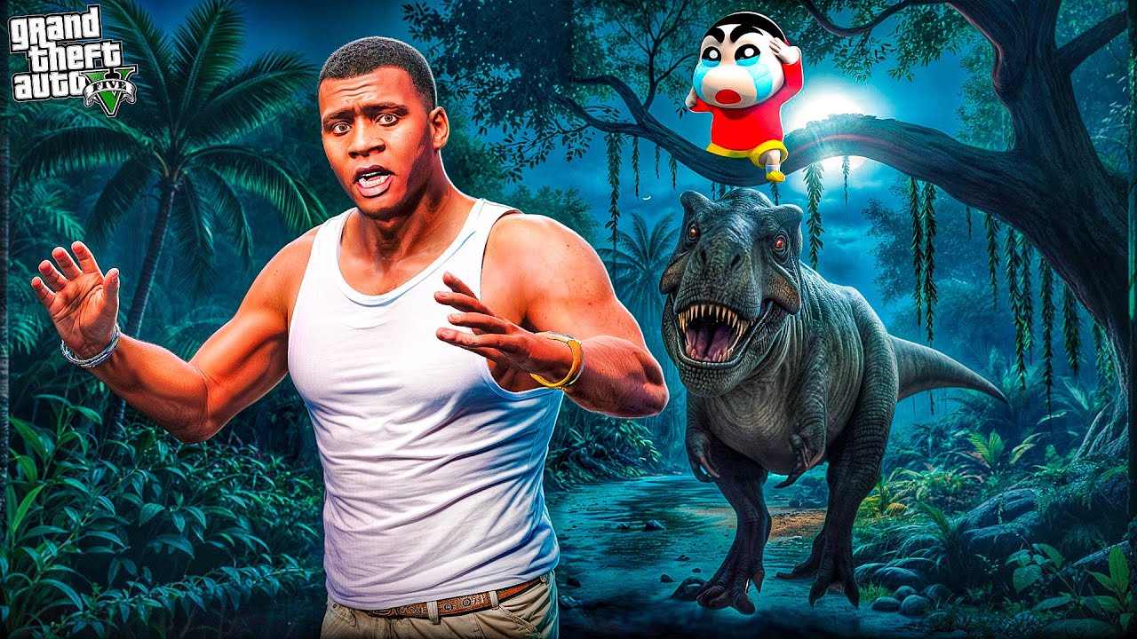 Franklin & Shinchan ATTACKED by DINOSAUR in GTA 5