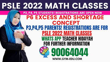 What is P6 Excess and shortage concept? | PSLE 2022 Math Coaching Class By Teacher Hidayah