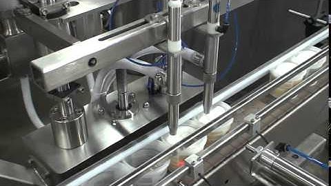 Automatic 2 head inline piston filler filling "Relaxer"