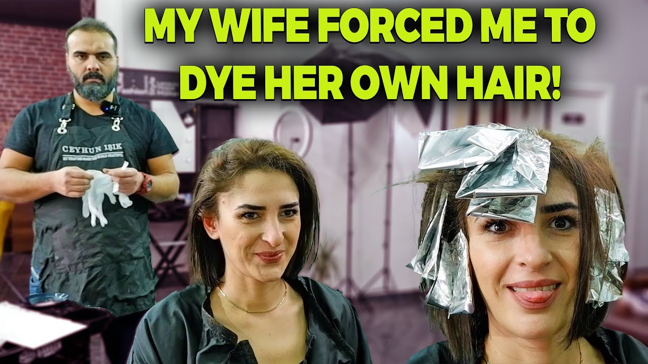 EVERYONE WAS SHOCKED!😲 I DYED MY WIFE'S HAIR FOR THE FIRST TIME! HAIR ASMR CEYHUN