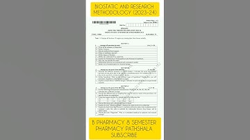 Biostatic and Research methodology(BP801T)|| Previous Year Question Papers 2023-24 || B Pharma 8 Sem