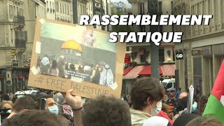 Des centaines de personnes au rassemblement statique pro-Palestine à Paris