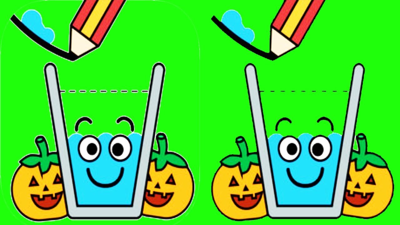 Happy Glass(New Update) Halloween Skin - Gameplay Walkthrough Part 13- DRAW A LINE TO FILL THE GLASS