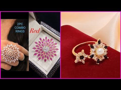 1 Gram Gold Finger Rings With Price || Stone Finger Rings || Big Finger Rings Sale Online